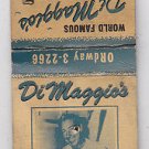 Vintage Joe DiMaggio DiMagio's Restaurant San Francisco Yankees CA Matchbook