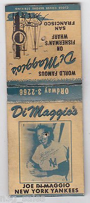 Vintage Joe DiMaggio DiMagio's Restaurant San Francisco Yankees CA Matchbook