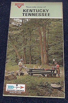 Retro Kentucky Tennessee Conoco Touraid State Highway Road Transportation Map