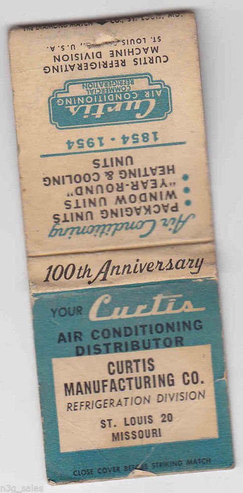 Vintage Retro Curtis Manufacturing Co Refrigeration St Louis Missouri Matchbook