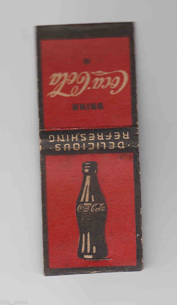 Vintage Drink Coca-Cola Coke Bottle Delicious Refreshing Matchbook Match Cover