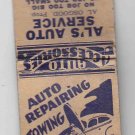 Vintage Auto Repair Repairing Service Shop Sturtevant Racine Wisconsin Matchbook