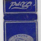 Vintage Retro Ford Genuine Parts V8 Blue & Silver Matchbook Matchcover Matches