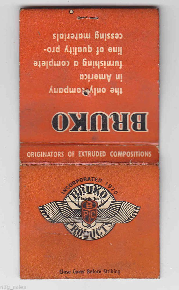 Vintage Retro Bruko Products Bruce Products Michigan metal working Matchbook