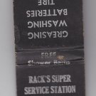 Vintage Rack's Service Station Milwaukee Wisconsin 1960's 60's Black Matchbook