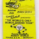 Vtg Tommy Bartlett Robot World Wisconsin Dells Matchbook Matches Match Cover