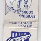 Retro Seasons Sports Ltd Delavan Wisconsin Sporting Goods Matchbook Matchcover