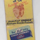 Vintage Retro F&F Cough Lozenges Adds Pleasure to Smoking Matchbook Matchcover
