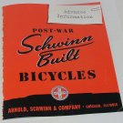 Rare 1946 Advance Information Post-War Arnold Schwinn Built Bicycles Reprint