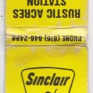 Vintage Sinclair Gasoline Oil Rustic Acres Station Blackwater Missouri Matchbook