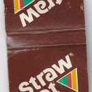 Vtg Straw Hat Pizza Advertisement Brown Triangle Matchbook Cover