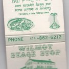 Wilmot Wisconsin Stage Stop Foods & Cocktails Map Inside Unstruck Matchbook