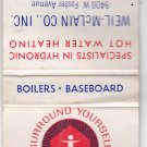 Vtg Weil-McLain Hydronic Hot Water Heating Foster Ave Chicago Matchbook Cover