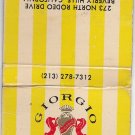 Retro 80's Giorgio Beverly Hills Yellow Striped Raised Emblem Matchbook Cover