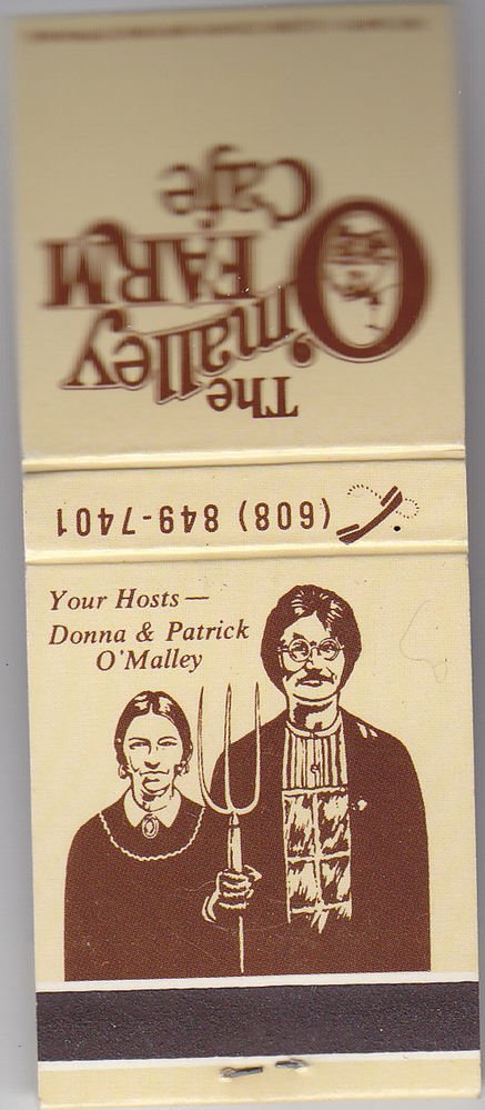 Retro The O'Malley Farm Cafe Waunakee American Gothic Design Unstruck Matchbook