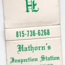 Hathorn's Inspection Station Truck Bus Testing Lisbon Illinois Matchbook Cover