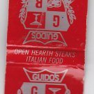 Vtg Guido's Racine and Port Richey Florida Wisconsin Red Silver Matchbook Cover