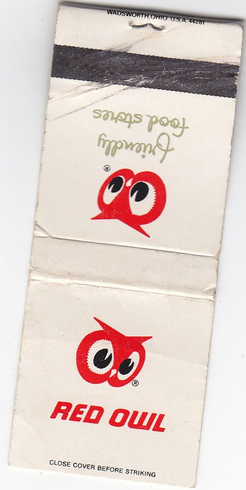 Vintage Red Owl Friendly Food Stores Design Advertisement Matchbook Cover