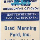 Vtg 1975 Ford Dealer Advertisement Brad Manning DeKalb Illinois Matchbook