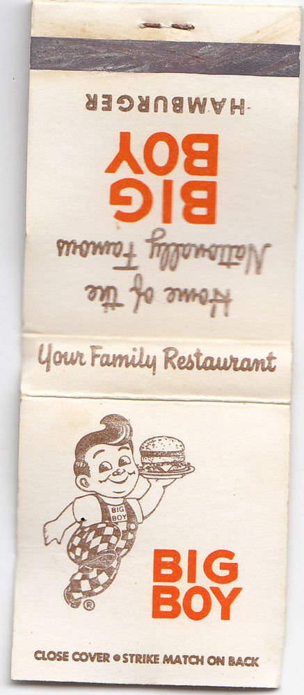 Vtg Retro Big Boy Hamburger Family Restaurant Unique Matchbook Cover