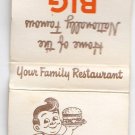Vtg Retro Big Boy Hamburger Family Restaurant Unique Matchbook Cover