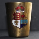 Vintage Canada Coat of Arms Raised Emblem Brass Shot Glass Cup Unique Rare Piece