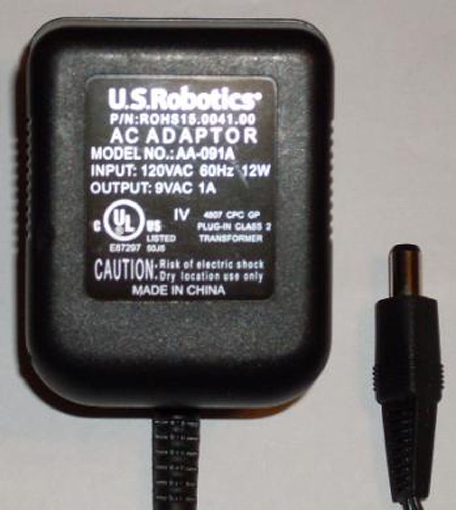 U.S. Robotics ROHS15.0041.00 AC Adaptor Adapter AA-091A 120VAC 60Hz 12W 9VAC 1A
