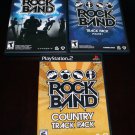 Playstation 2 PS2 Rockband 3 Game Lot Rock Band Country Pack Track Pack Vol 1