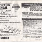 Black & Decker 3/8" 9.6V 12V 14.4V 18V Cordless Drill Drivers Instruction Manual