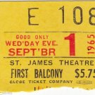 Vtg St James Theatre Admission Ticket Stub First Balcony 1965 60's Sixties