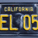 Vintage 1963 63 California CA License Plate Single (1) Black & Yellow # QEL 053