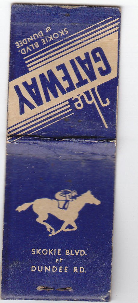 Vtg The Gateway All Sporting Events Trap Shooting Horse Race Skokie Matchbook