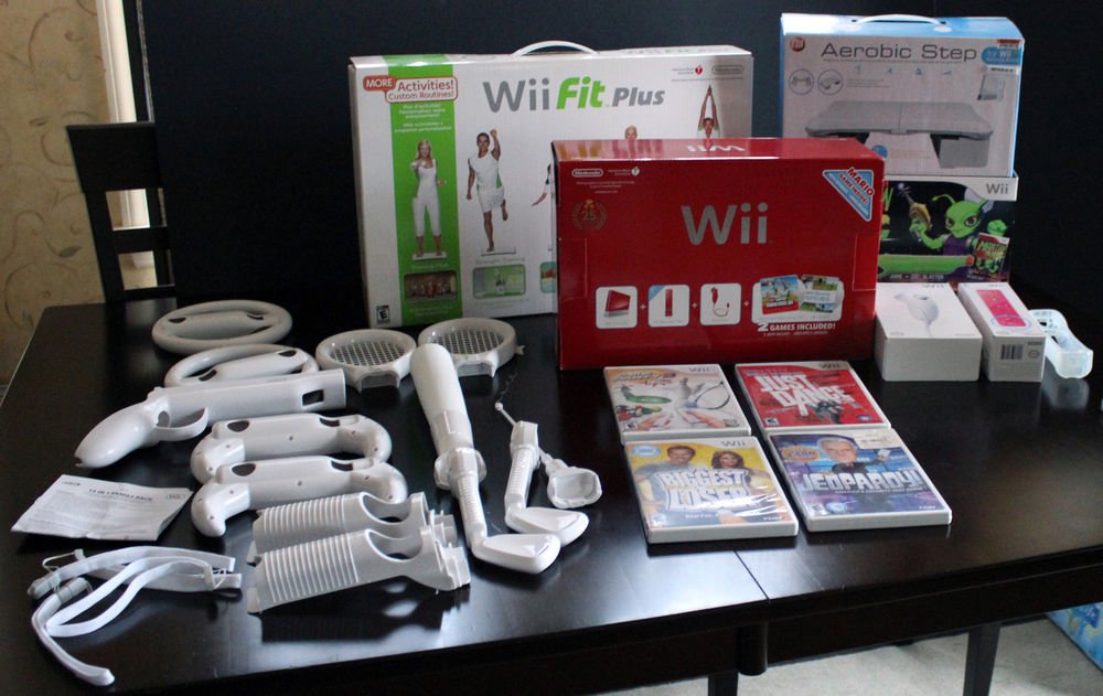Nintendo Wii Super Mario Bros. Pack Red Console (NTSC) Bundle Fit Plus & MORE