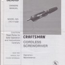 Sears Craftsman Cordless Screwdriver Owners Manual Parts List ONLY 315.111230