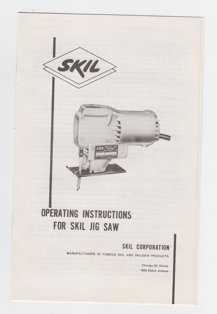 vintage-skil-corp-jig-saw-514-operating-instructions-manual-packet