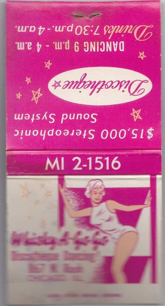Vtg Whisky-A-Go-Go Discoteque Dancing Rush Chicago Pin-Up Pin Up Matchbook Match