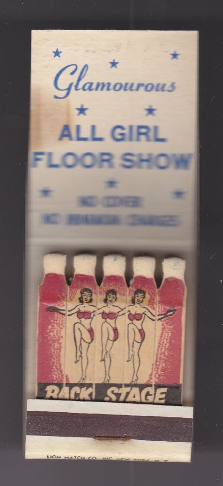 Vtg Burlesk Back Stage Chicago Burlesque Feature Matchbook Matches Match Cover