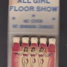 Vtg Burlesk Back Stage Chicago Burlesque Feature Matchbook Matches Match Cover