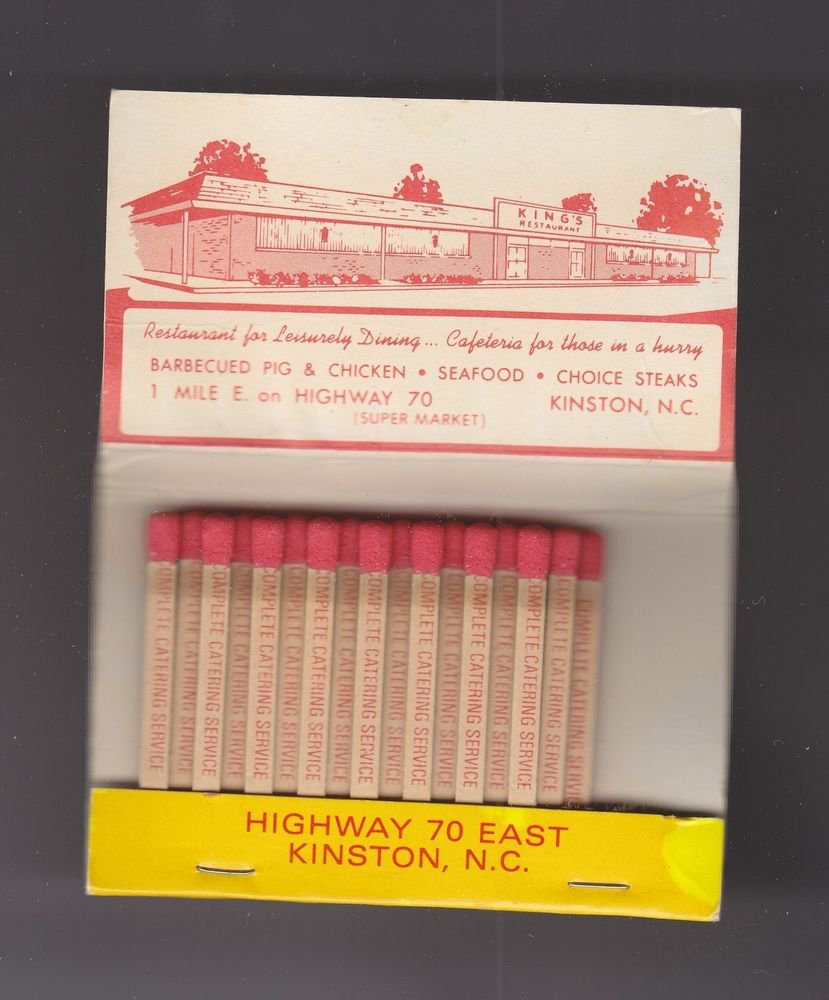 Vtg King's Delight Restaurant All Purpose Sauce Kingston NC Feature Matchbook