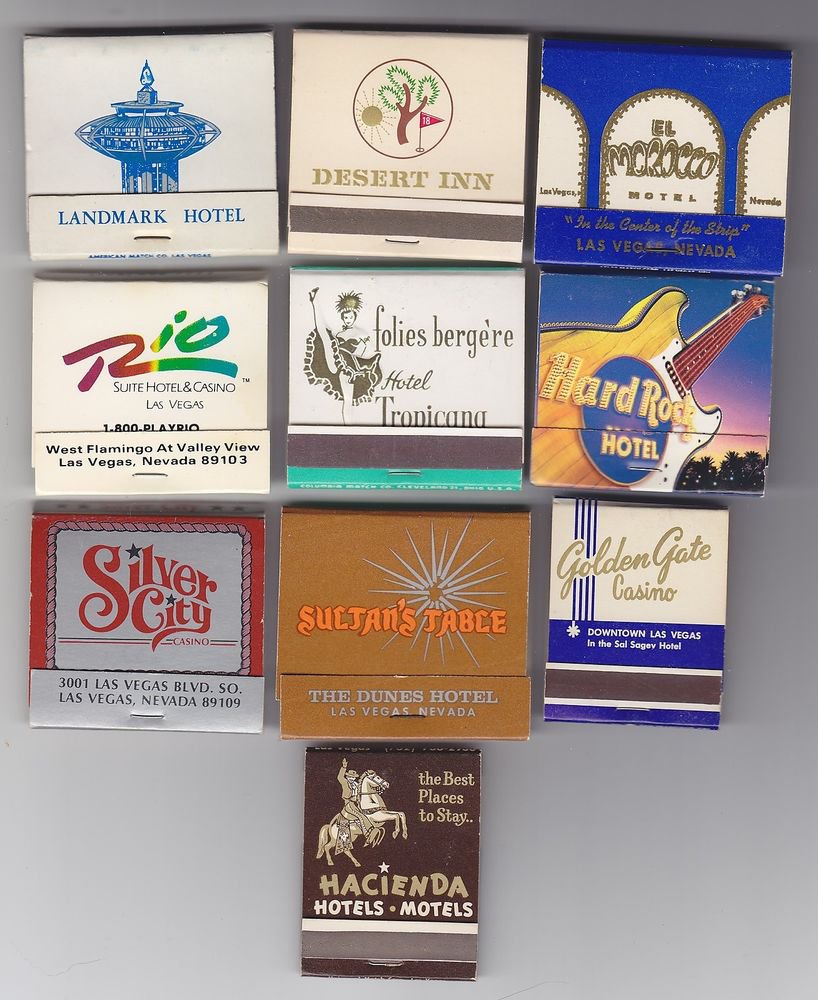 Las Vegas Nevada Hard Rock Landmark Hacienda Matchbook Matches Cover 10 Lot #3