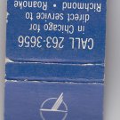Vtg Piedmont Airlines 'Now Serves Chicago' Matchbook Matches Match Cover