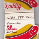 Vtg Hippo's Hippos Vienna Hot Dog Dogs Schaumburg Illinois Matchbook Matches