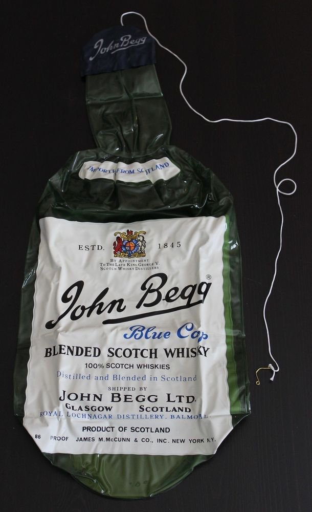 John Begg Blue Cap Blended Scotch Whiskey Whiskies 27"x10" Inflatable Bottle Bar