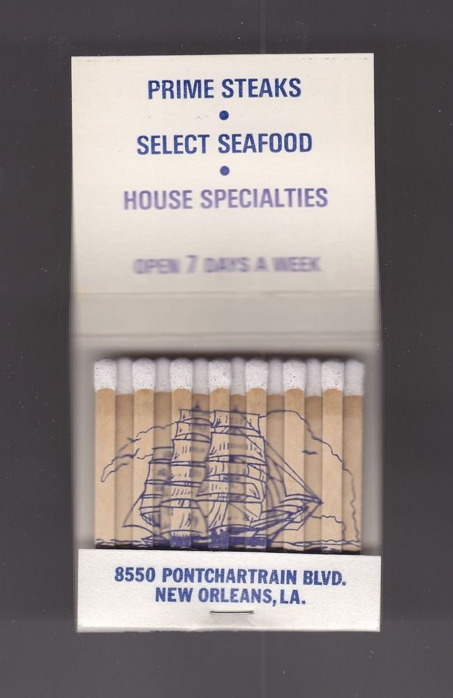 Vtg Windjammer New Orleans LA Ship Sail Boat Graphic Feature Matchbook Unstruck