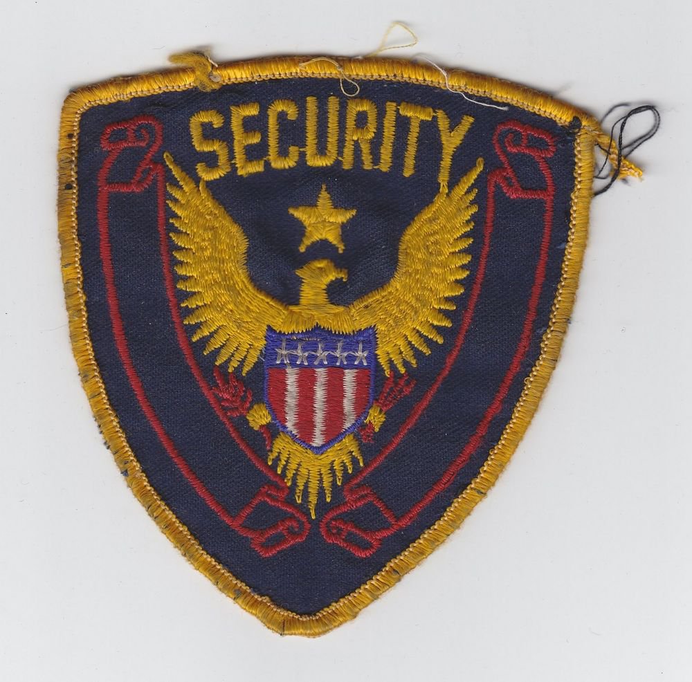 Vintage Security Officer Guard Svc Gold Eagle Black Blue & Red Star Patch Badge