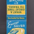 Vtg Ma Bell System Telephone Telco Co Energy Saver Long Distance Matchbook Match