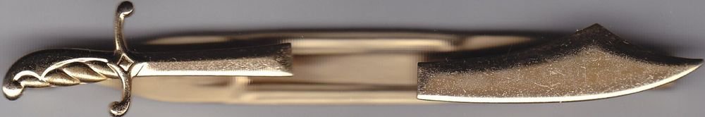 Vtg Anson Sword w Feathered Handle Tie Bar Clip Clasp Gold Tone 3 1/4" 2492254