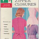 Vintage 1960 60 Singer Sewing Library How To Make Zipper Closures Book Booklet
