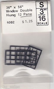 Grandt Line HO Scale Model RR Train 36"x56" Window Double Hung Pane 3/16" Scale