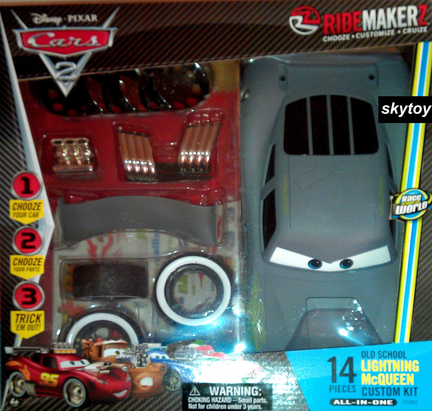 Disney Cars 2 RideMakerz Old School Lightning McQueen Exclusive misb